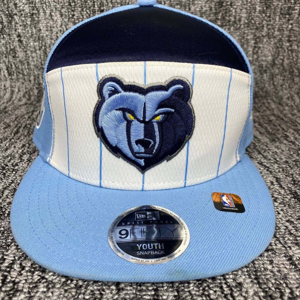 New Era Memphis Grizzlies Youth Snapback Hat Blue Pinstripe NBA 9FIFTY Split